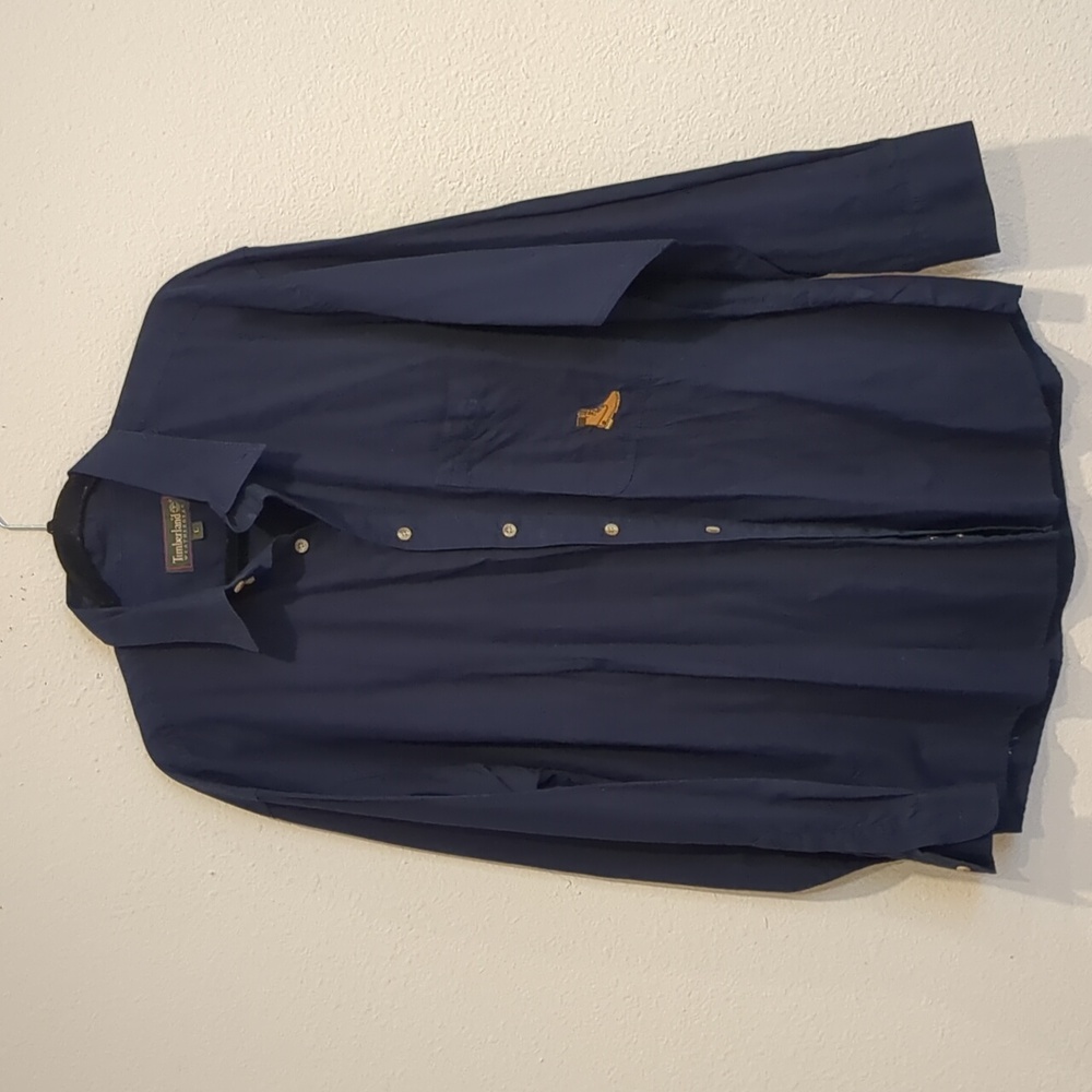 Timberland Long Sleeve Button Down Shirt With Embroidered Boot Size Large